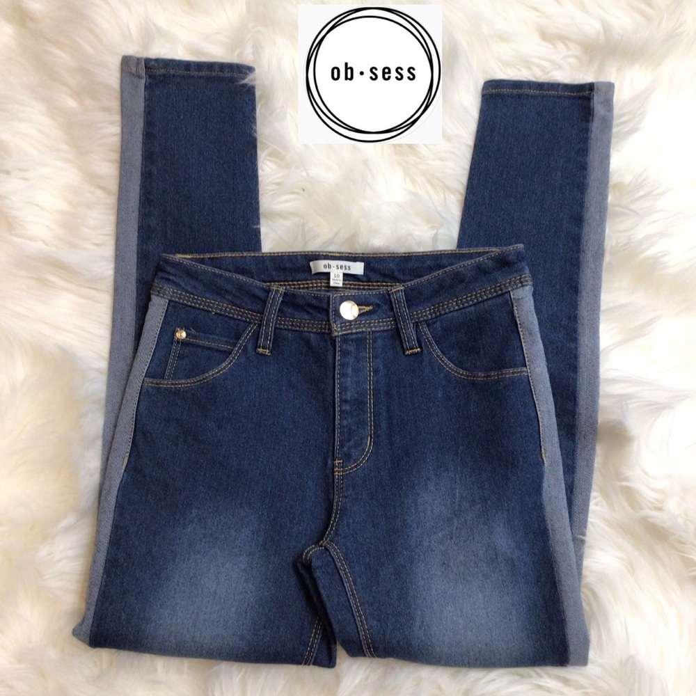 Ob sess Girls 2-Tone Stretch Skinny Jeans